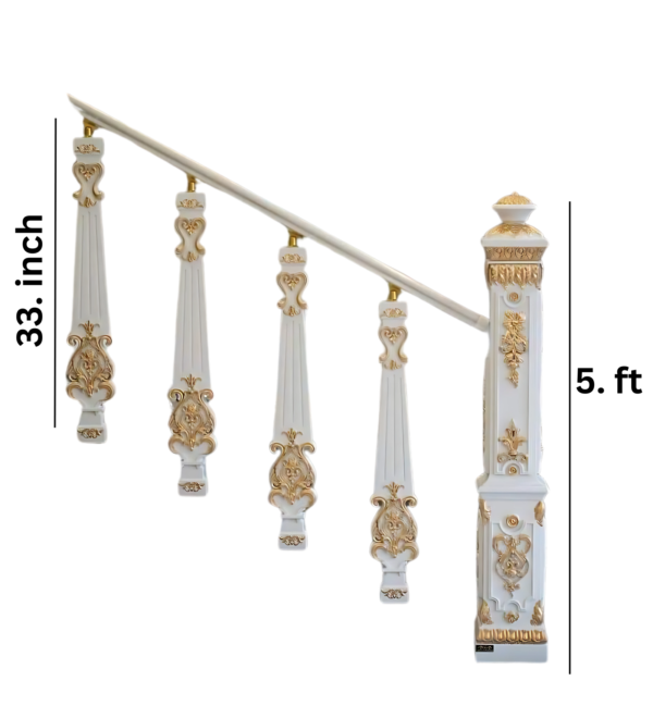 Vismaya Furniture Antique Floral Hand Carved Master And Railing Pillars PIL-001 - Image 3