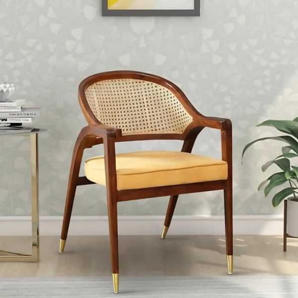 Vismaya Furniture Carved Brown Wood Antique Modern Armchair SC-018