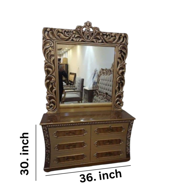 Vismaya Furniture Antique Pure Gold Designer Dressing Table DR-012 - Image 3