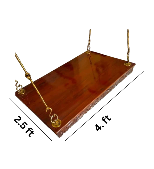 Vismaya Furniture Handcrafted Brown Wooden Indian Swing for Indoor HS-001 - Image 3
