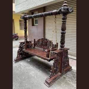 Vismaya Furniture Handcrafted Brown Wooden Indian Swing for Indoor HS-009