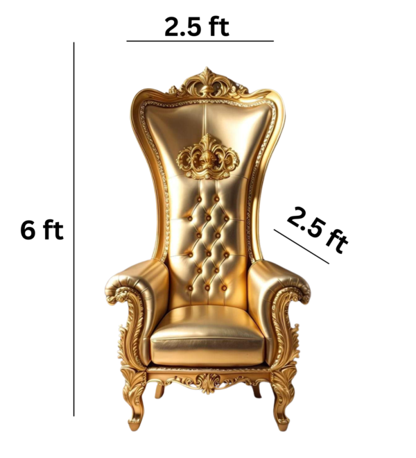 Vismaya Furniture Premium Gold Wood Royal Carved Chair  KC-001 - Image 3