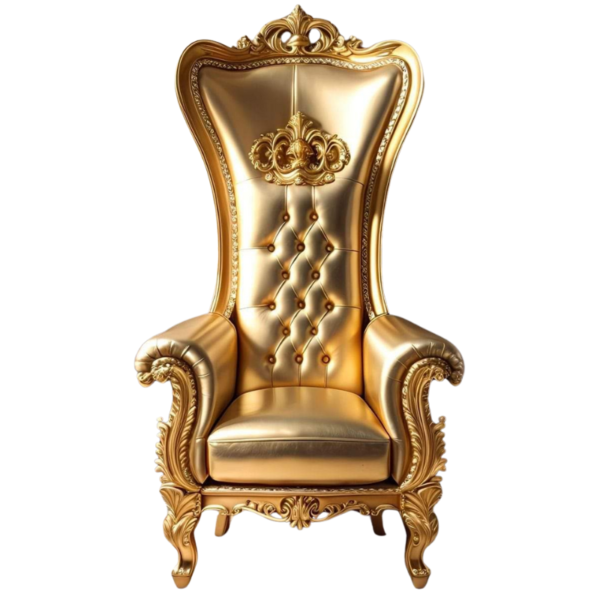 Vismaya Furniture Premium Gold Wood Royal Carved Chair  KC-001
