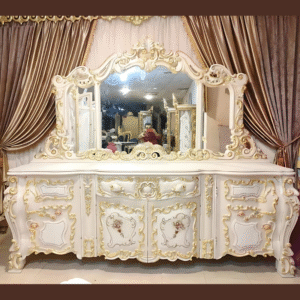 Vismaya Furniture Antique White/Gold Designer Dressing Table DR-011