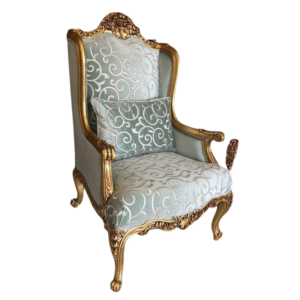 Vismaya Furniture Premium Sea-Green/Gold Wood Royal Carved Chair KC-011