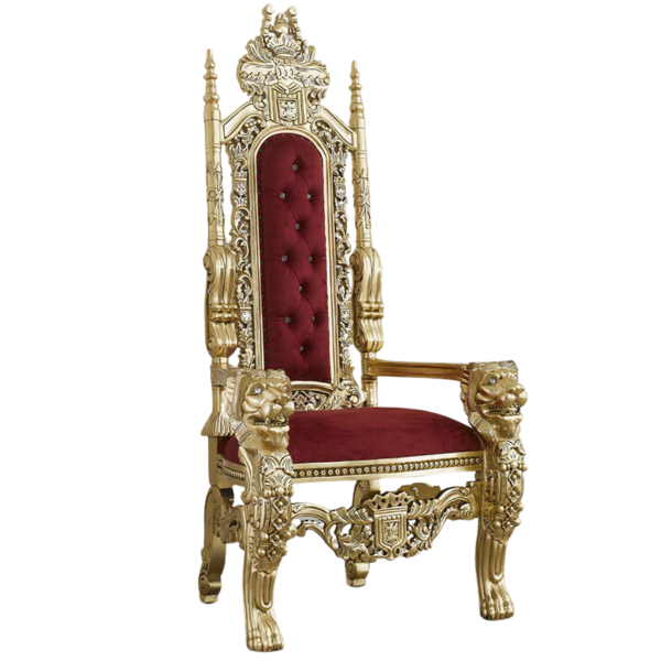 Vismaya Furniture Premium Gold/Red Wood Royal Carved Chair KC-012