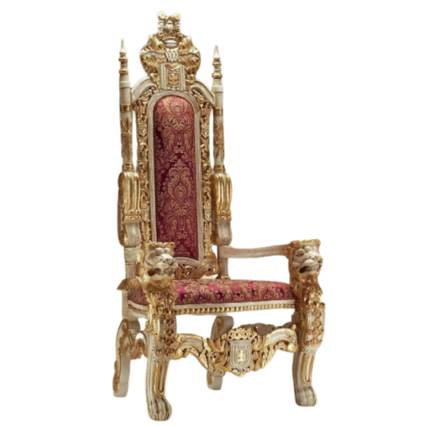 Vismaya Furniture Premium Gold/Red Wood Royal Carved Chair KC-013