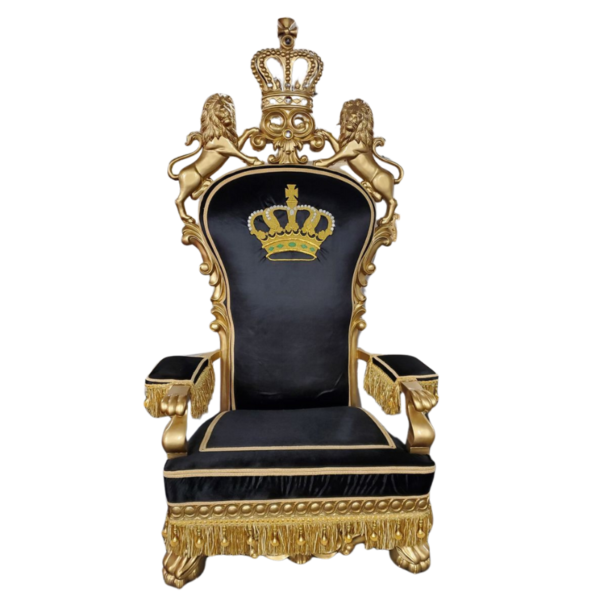 Vismaya Furniture Premium Gold/Black Wood Royal Carved Chair KC-014