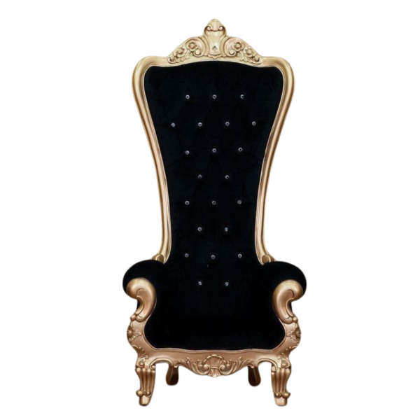 Vismaya Furniture Premium Black/Gold Wood Royal Carved Chair KC-015