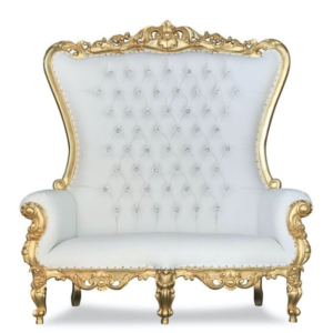 Vismaya Furniture Premium Double White/Gold Wood Royal Carved Chair KC-016