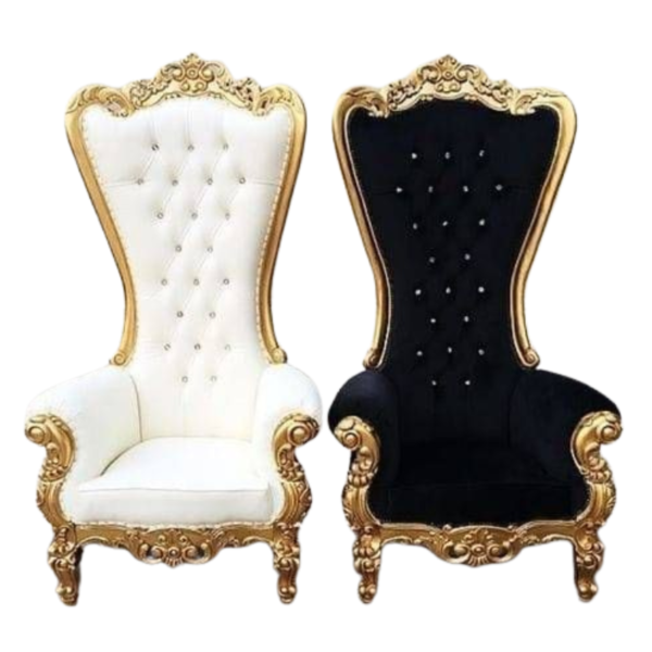 Vismaya Furniture Premium Pair White/Black Wood Royal Carved Chair KC-018