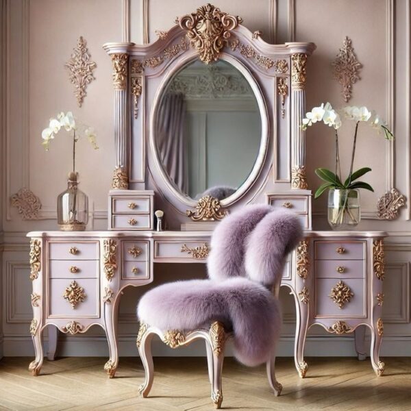 Vismaya Furniture Antique A Pure White Designer Dressing Table DR-015