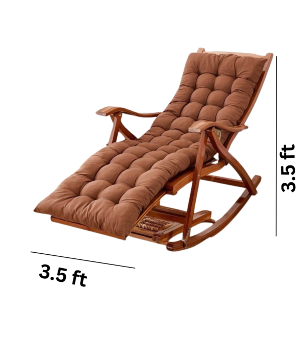 Vismaya Furniture Teak Brown Wood Handcrafted Relax Chair RC-002 - Image 3