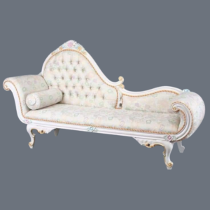 Vismaya Furniture Antique White Wooden Style Diwan Chaise Lounge DWN/COU-002