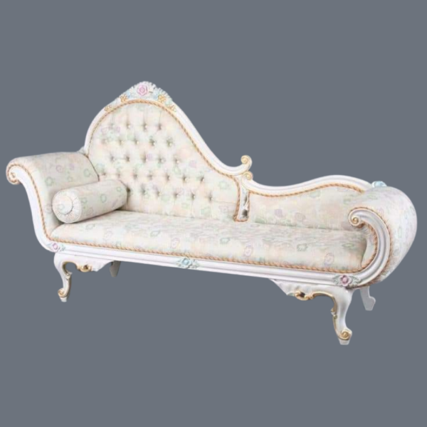 Vismaya Furniture Antique White Wooden Style Diwan Chaise Lounge DWN/COU-002