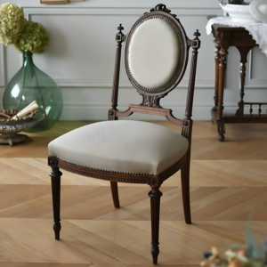 Vismaya Furniture Carved Black Brown Wood Antique Classic Armchair SC-019