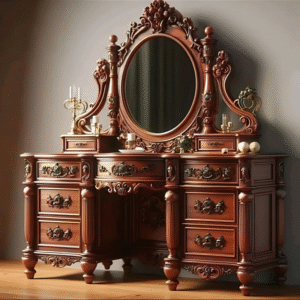 Vismaya Furniture Antique Reddish Brown Designer Dressing Table DR-013