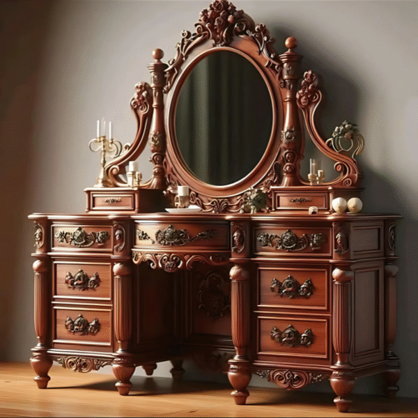 Vismaya Furniture Antique Reddish Brown Designer Dressing Table DR-013