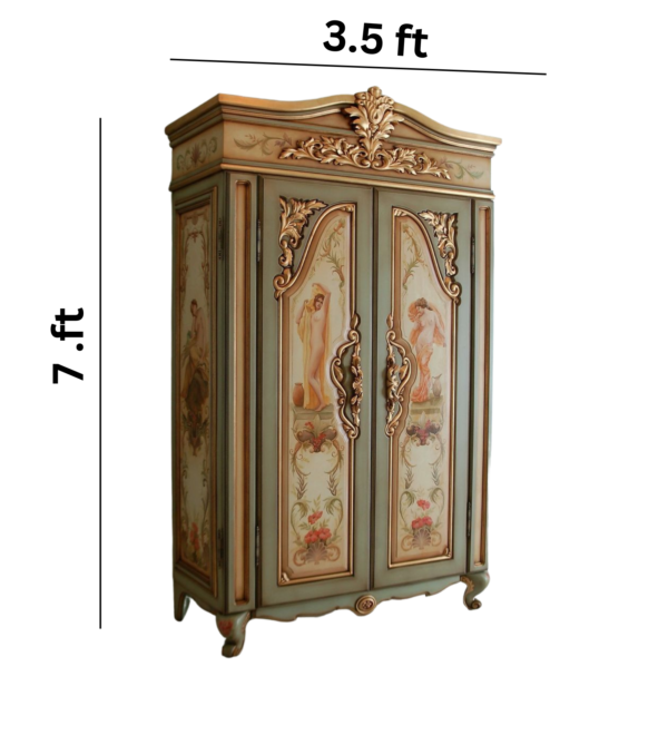 Vismaya Furniture Antique Gold/White Designer Wooden Wardrobe AL-002 - Image 3