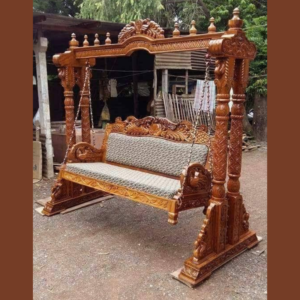 Vismaya Furniture Handcrafted Reddish Brown Wooden Indian Swing for Indoor HS-012