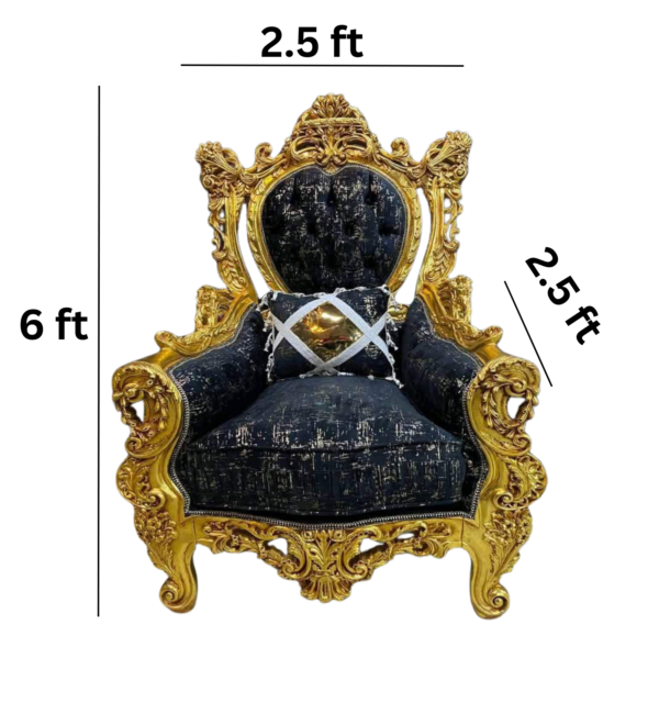Vismaya Furniture Premium Gold/Black Wood Royal Carved Chair  KC-002 - Image 3