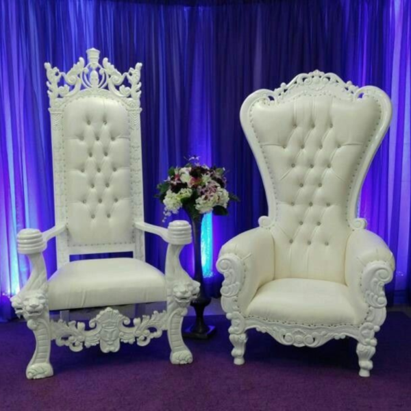 Vismaya Furniture Premium Pair Royal White Wood Royal Carved Chair KC-020
