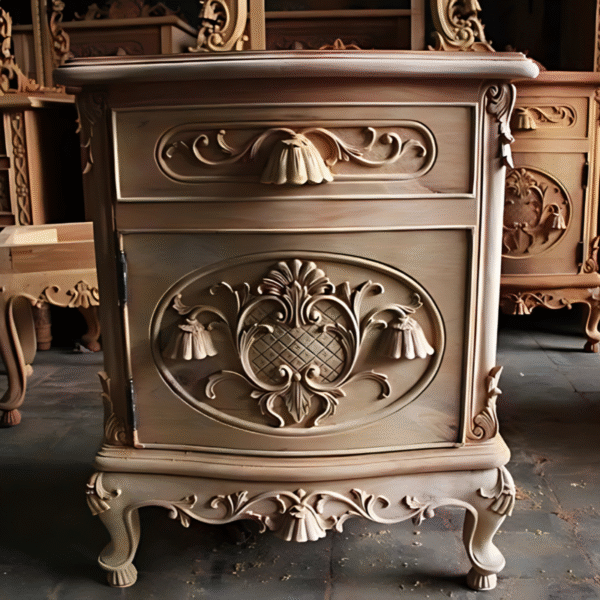 Vismaya Furniture Plain Brown Wooden Royal Traditional Bed Side Table ST-020