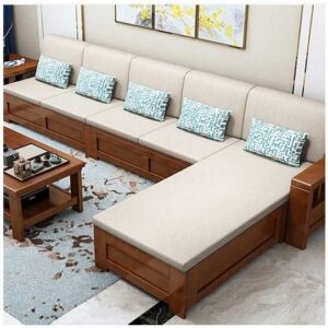 Vismaya Furniture Antique Carved L-Shape Sofa Set L-SOFA-013
