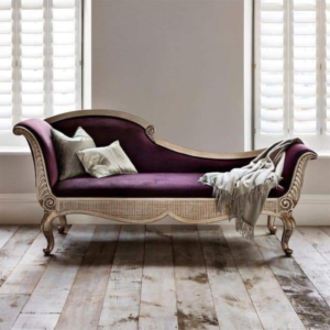 Vismaya Furniture Antique Cream Wooden Style Diwan Chaise Lounge DWN/COU-003