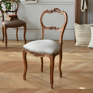Vismaya Furniture Carved Dark Brown Wood Antique Classic Armchair SC-020