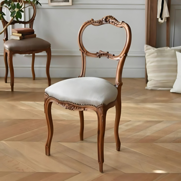 Vismaya Furniture Carved Dark Brown Wood Antique Classic Armchair SC-020