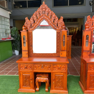 Vismaya Furniture Antique Red Brown Designer Dressing Table DR-016