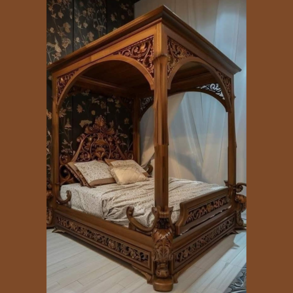 Vismaya Furniture Antique Indian Four Poster Bed FPB-003