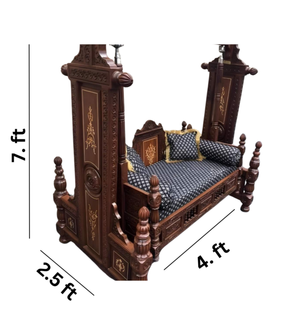 Vismaya Furniture Handcrafted Brown Wooden Indian Swing for Indoor HS-003 - Image 3