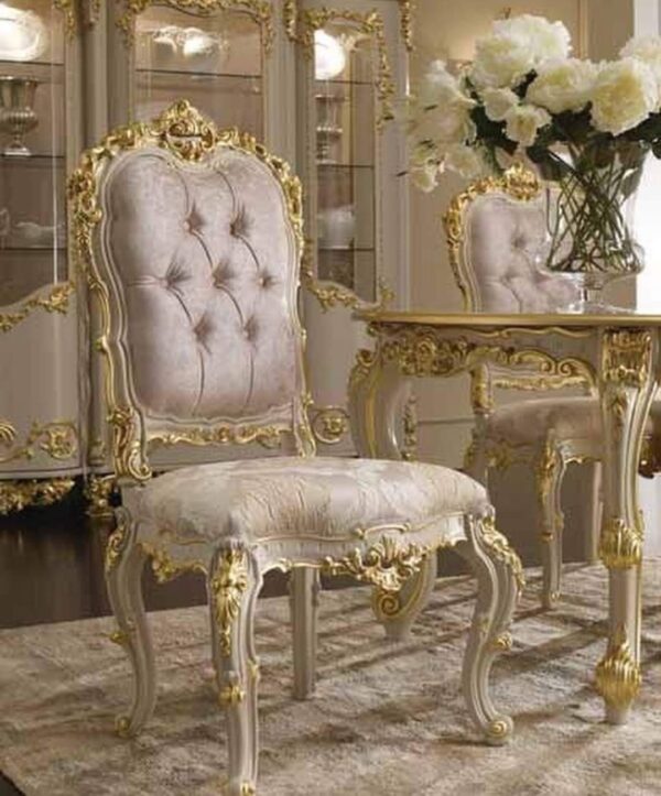 Vismaya Furniture Antique Golden Hand Carved Dining Set DIN/TBL-003 - Image 2