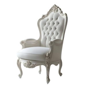 Vismaya Furniture Premium Royal White Wood Royal Carved Chair  KC-003