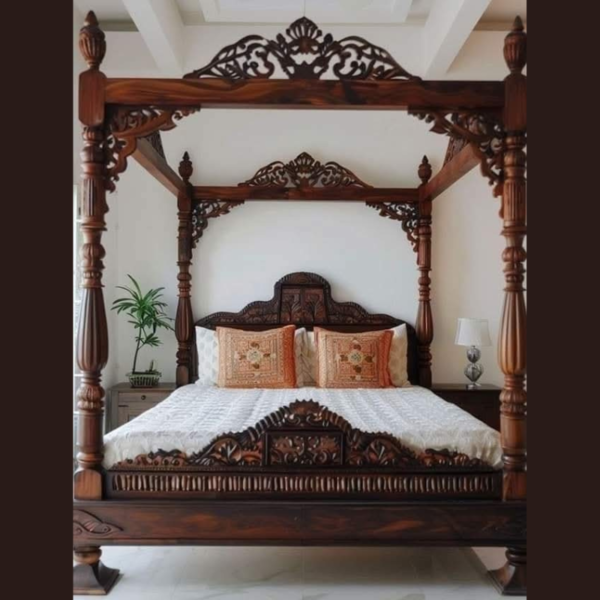 Vismaya Furniture Antique Indian Four Poster Bed FPB-004