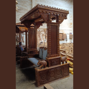 Vismaya Furniture Handcrafted Plain Brown Wooden Indian Swing for Indoor HS-010