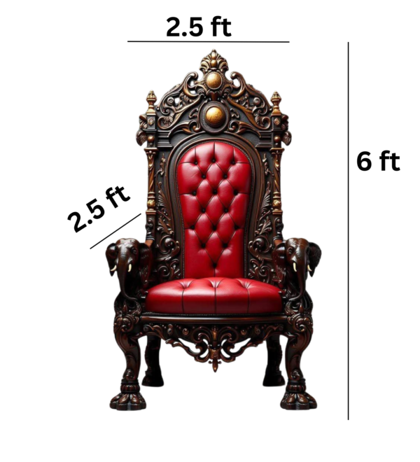 Vismaya Furniture Premium Black/Red Wood Royal Carved Chair  KC-004 - Image 3