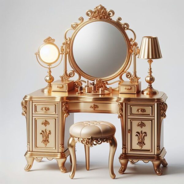 Vismaya Furniture Antique A Pure Gold Designer Dressing Table DR-019