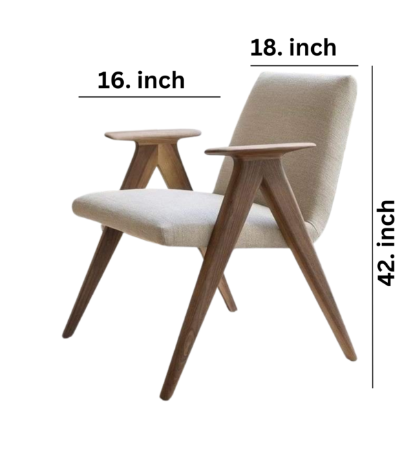 Vismaya Furniture Carved Solid Plain Brown Wood Antique Armchair SC-006 - Image 3