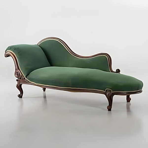 Vismaya Furniture Antique Cream Goldish Wooden Style Diwan Chaise Lounge DWN/COU-005