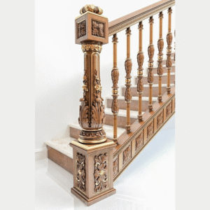 Vismaya Furniture Antique Floral Hand Carved Master And Railing Pillars PIL-010