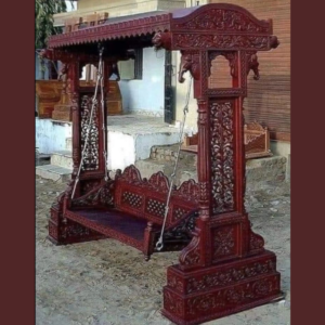 Vismaya Furniture Handcrafted Reddish Brown Wooden Indian Swing for Indoor HS-008