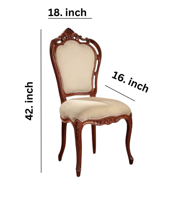 Vismaya Furniture Carved Solid Brown Wood Antique Classic Dining Armchair SC-007 - Image 3