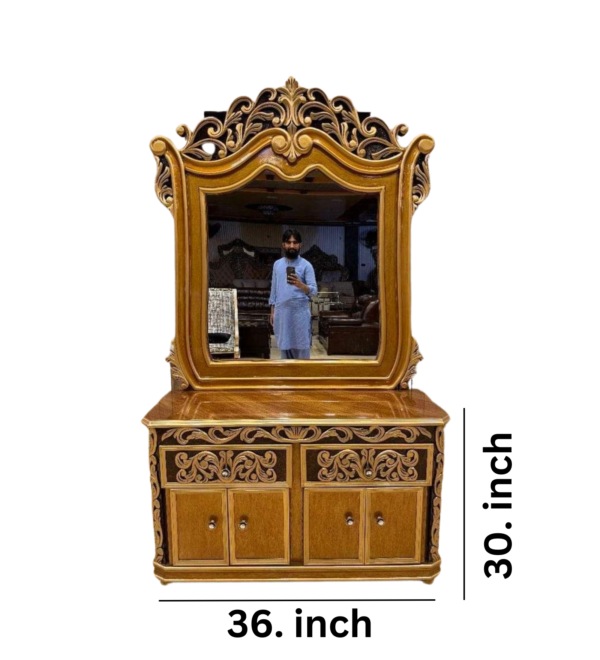 Vismaya Furniture Antique Pure Gold Designer Dressing Table DR-010 - Image 4