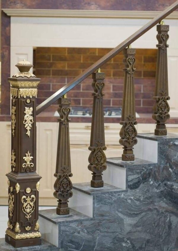 Vismaya Furniture Antique Floral Hand Carved Master And Railing Pillars PIL-016 - Image 2