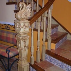 Vismaya Furniture Antique Floral Hand Carved Master And Railing Pillars PIL-006