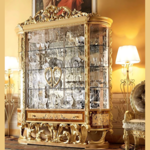 Vismaya Furniture Antique Goldish Wooden Luxury Crockery Cabinet CK-016