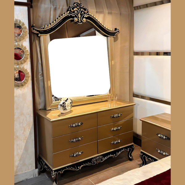 Vismaya Furniture Antique Black/Gold Designer Dressing Table DR-017